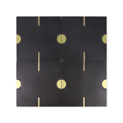 Stamp® Black Cement Tile with Brass Inlay