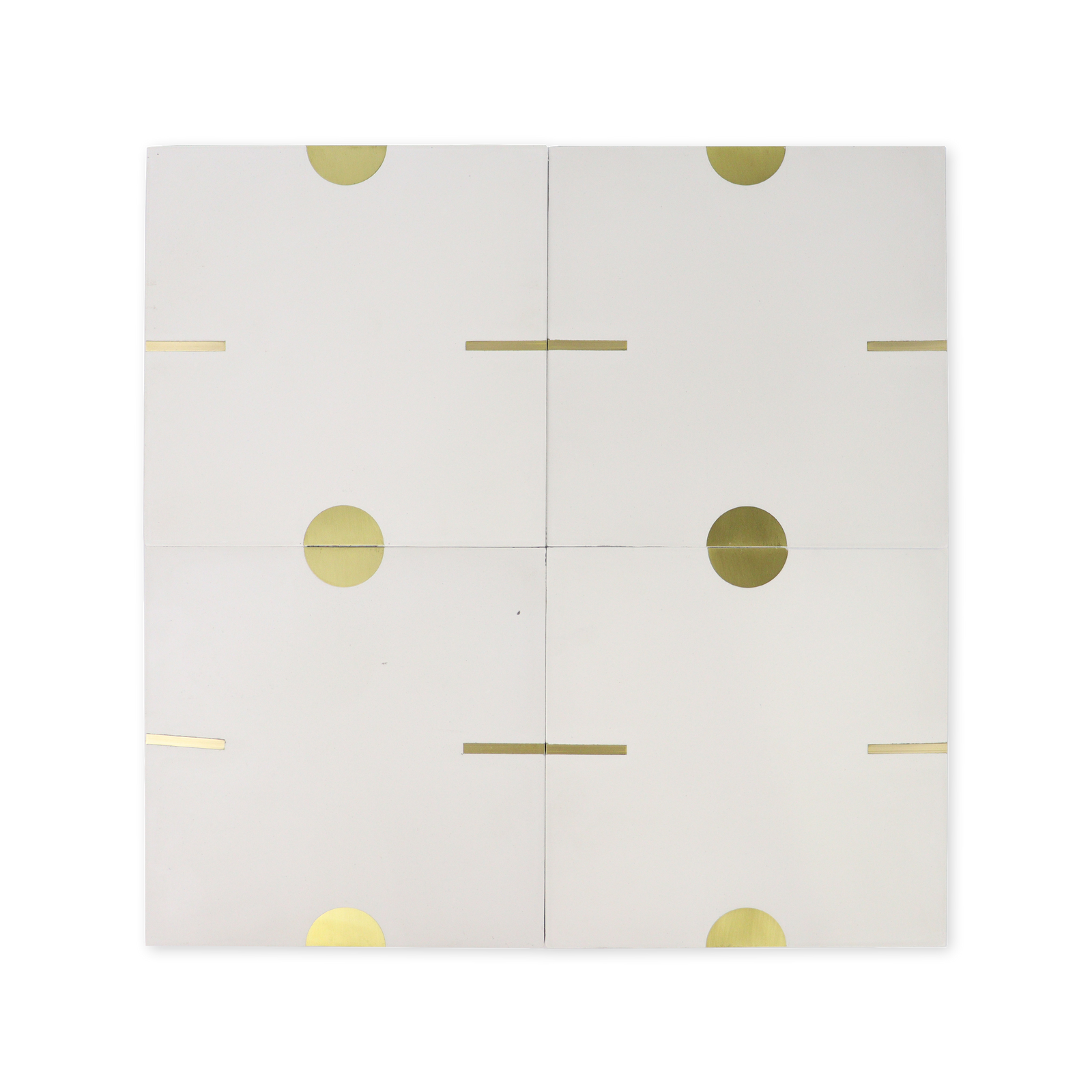 Stamp® White Cement Tile with Brass Inlay