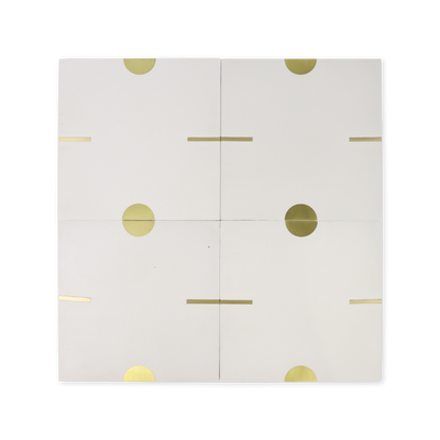 Stamp® White Cement Tile with Brass Inlay
