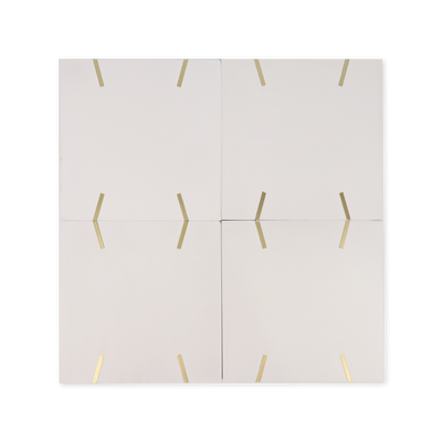 Stitch® White Cement Tile with Brass Inlay