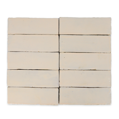 Handmade Moroccan Zellige 2x6 Ivory Terracotta Tile