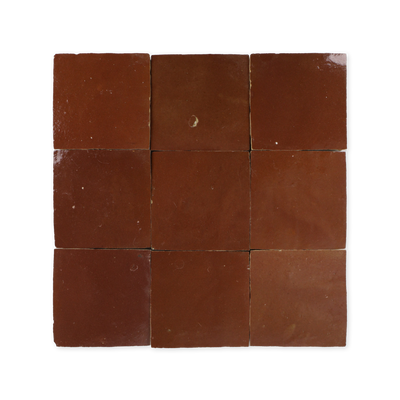 Handmade Moroccan Zellige 4x4 Chestnut Red Terracotta Tile
