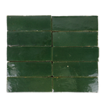 Handmade Moroccan Zellige 2x6 Emerald Green Terracotta Tile