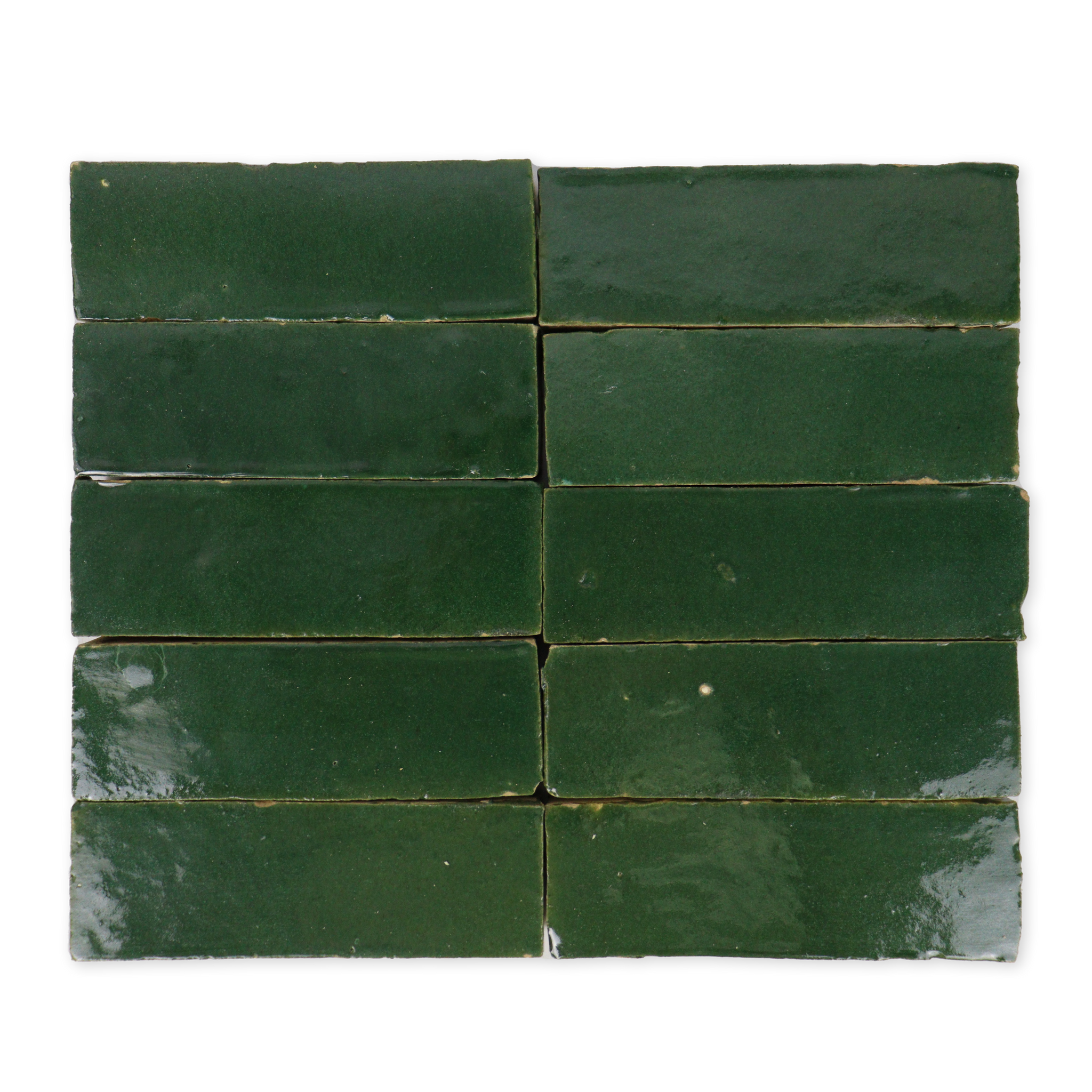 Handmade Moroccan Zellige 2x6 Emerald Green Terracotta Tile