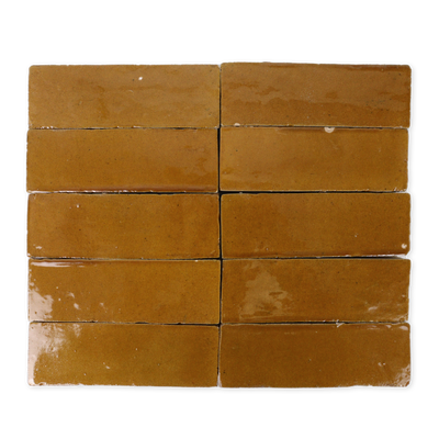 Handmade Moroccan Zellige 2x6 Cognac Brown Terracotta Tile