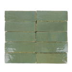 Handmade Moroccan Zellige 2x6 Moss Green Terracotta Tile