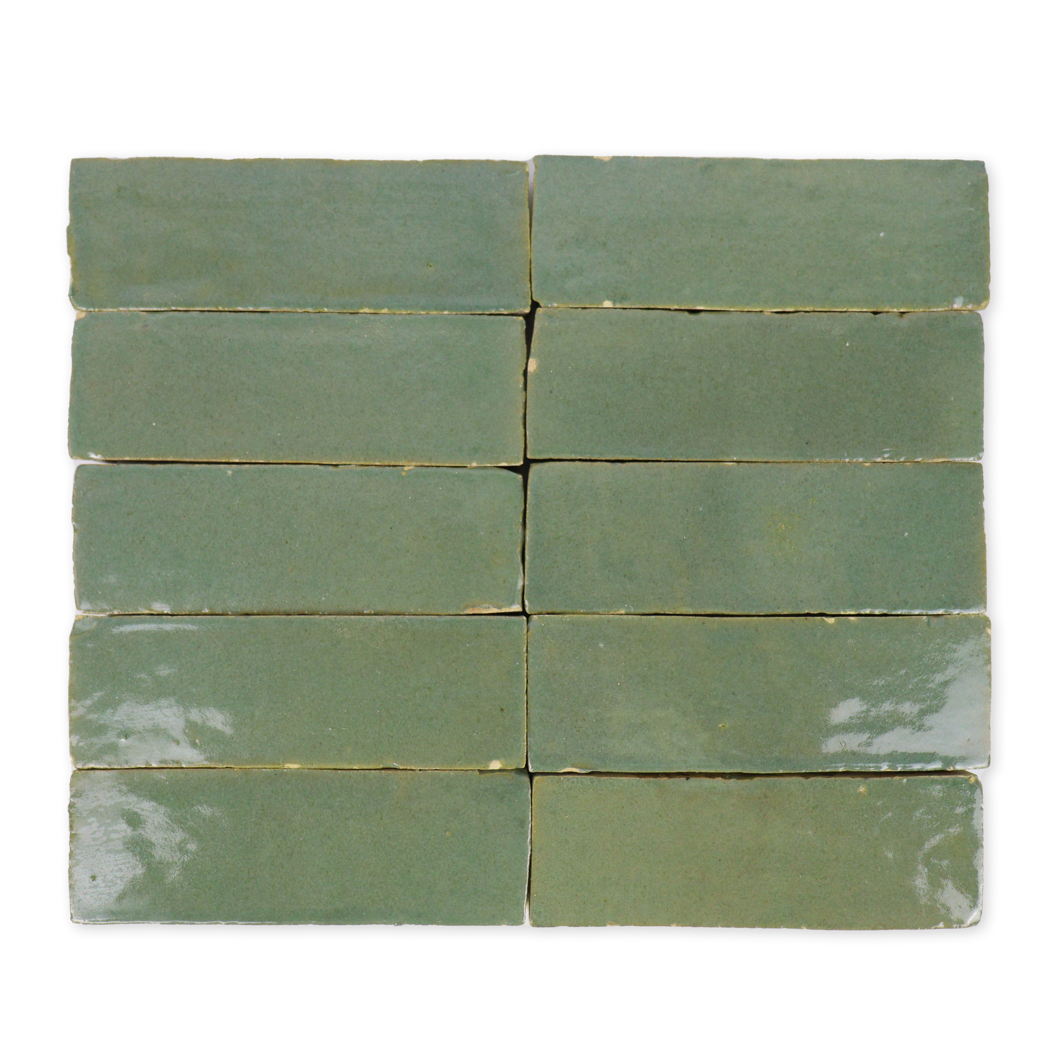 Handmade Moroccan Zellige 2x6 Moss Green Terracotta Tile