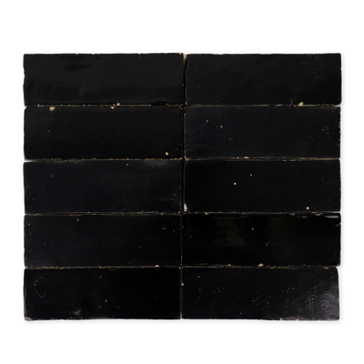 Handmade Moroccan Zellige 2x6 Black Terracotta Tile