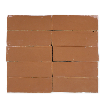 Handmade Moroccan Zellige 2x6 Pink Clay Terracotta Tile