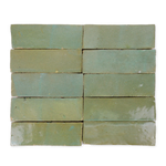 Handmade Moroccan Zellige 2x6 Asparagus Green Terracotta Tile