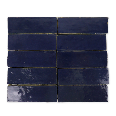 Handmade Moroccan Zellige 2x6 Amalfi Blue Terracotta Tile