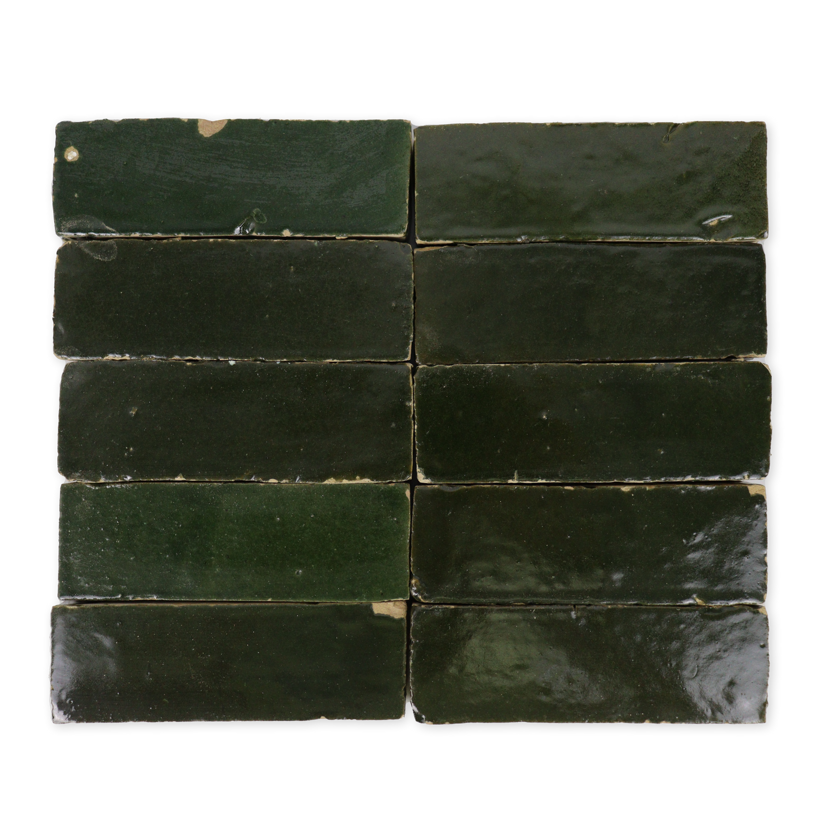 Handmade Moroccan Zellige 2x6 Kalamata Green Terracotta Tile