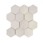 Moroccan Zellige Off White 3'' Hexagon Mosaic