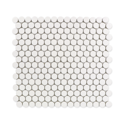 White Matte Penny Round Mosaic