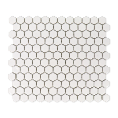 1" Matte White Hexagon