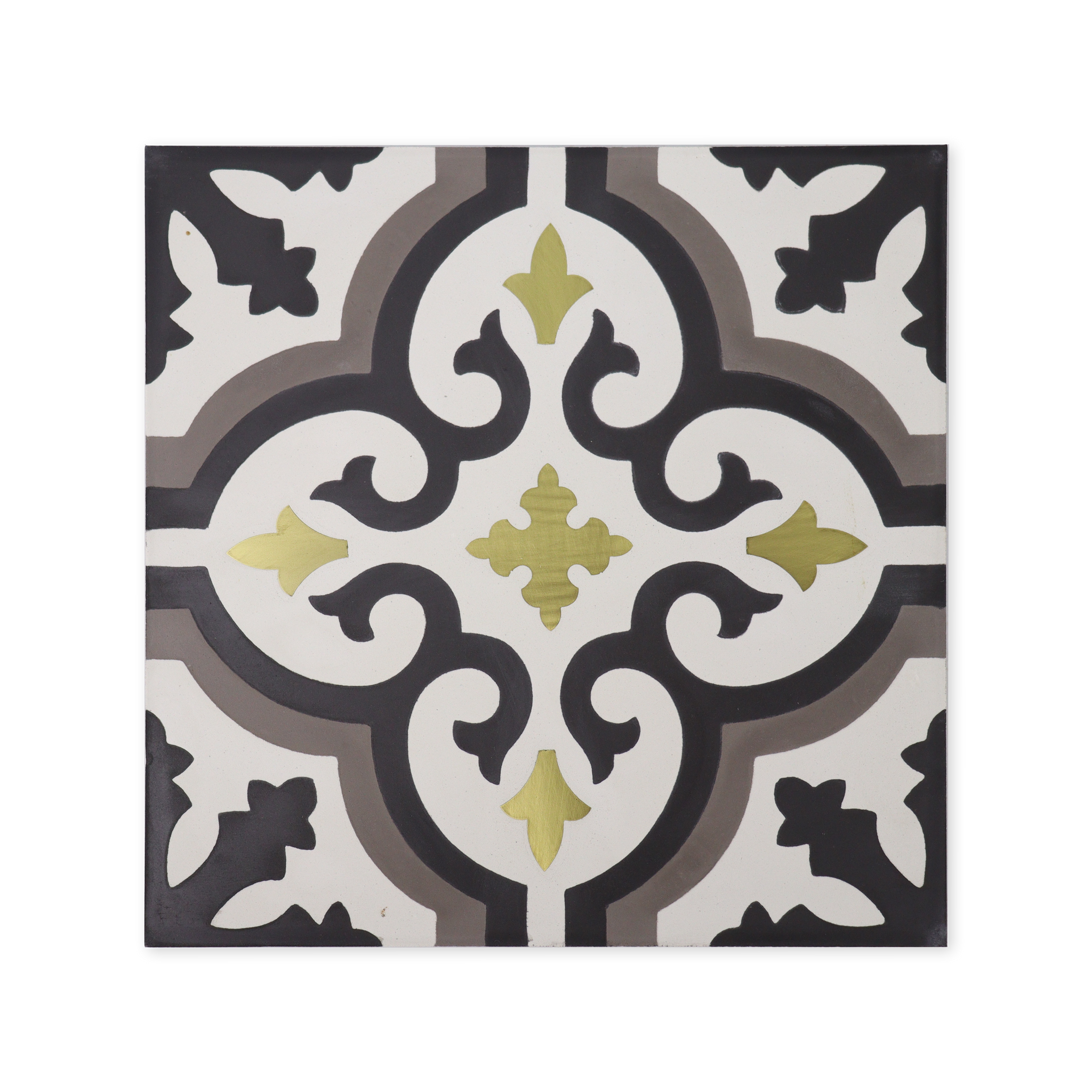 Cadiz Cement Tile with Brass Inlay