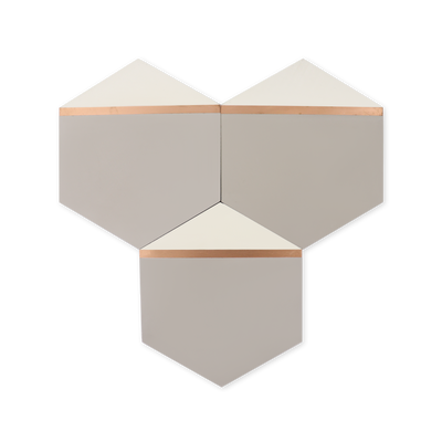 Pocket Square® Grey Hexagon Cement Tile with Red Brass Inlay