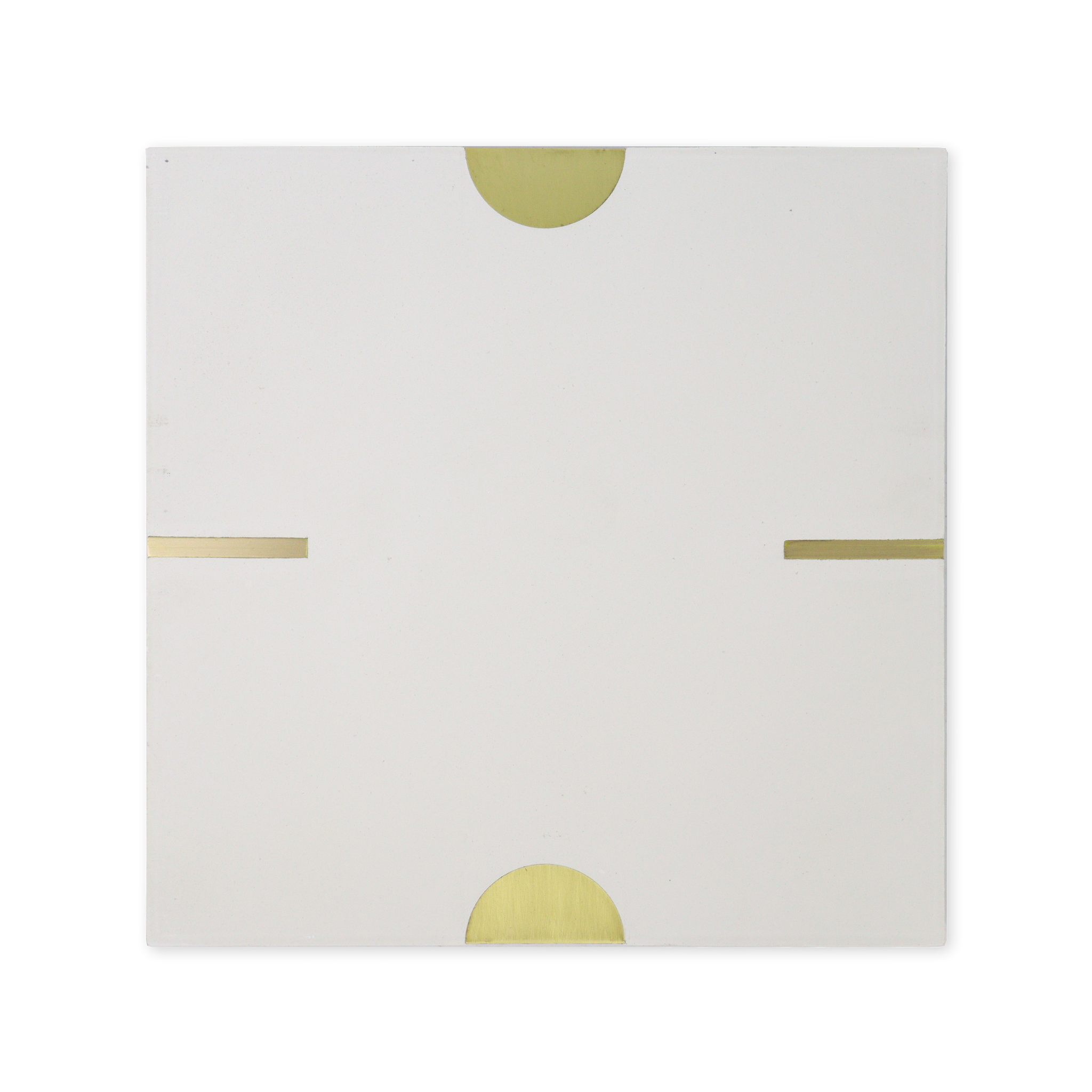 Stamp® White Cement Tile with Brass Inlay
