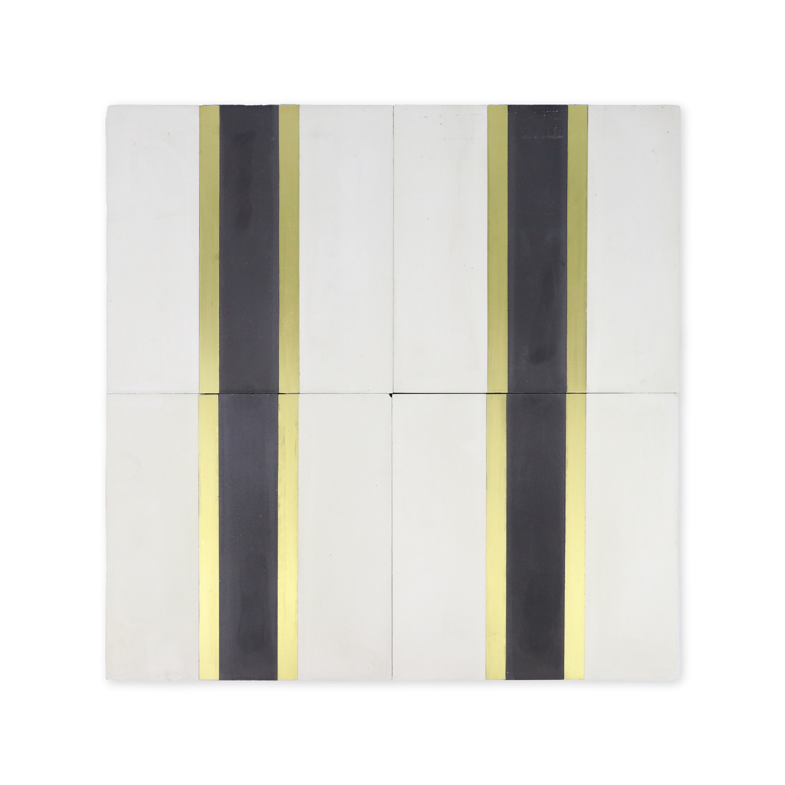 Stripe® White Cement Tile with Brass Inlay