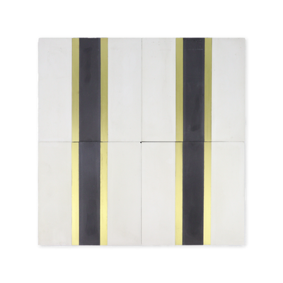 Stripe® White Cement Tile with Brass Inlay