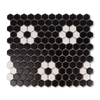Metro Hex Matte Black with White Flower Porcelain Mosaic Tile