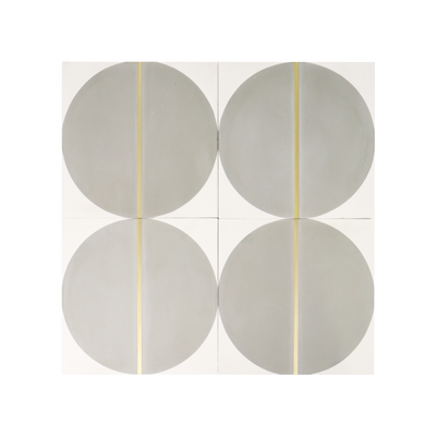 Half Moon Grey Cement Tile with Brass Inlay