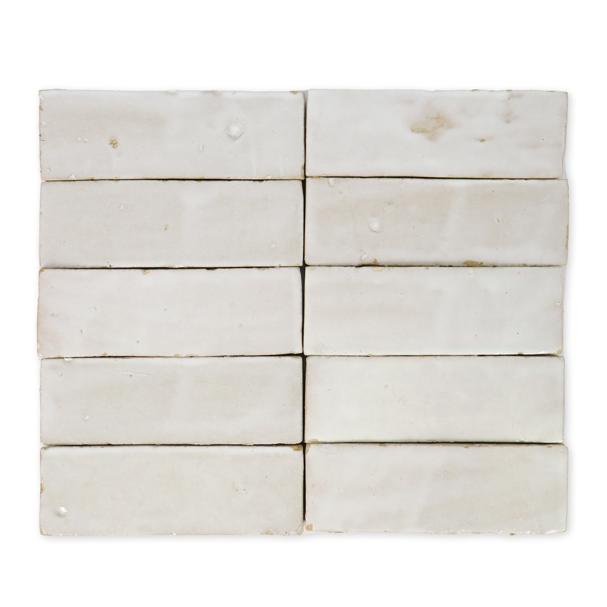 Handmade Moroccan Zellige Thick 2x6 Off White Terracotta Tile