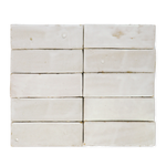 Handmade Moroccan Zellige 2x6 Off White Terracotta Tile