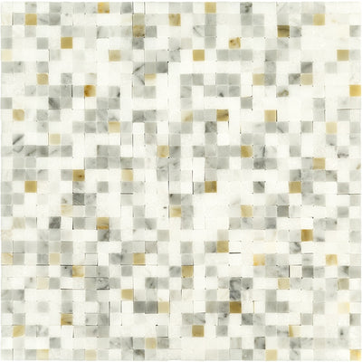 3/8" X 3/8"  Tight Joint Calacatta Gold Carrara and Thassos Mix