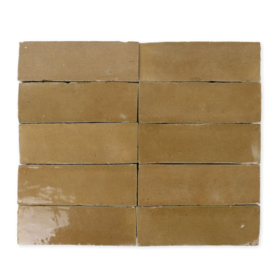 Handmade Moroccan Zellige 2x6 Khaki Terracotta Tile
