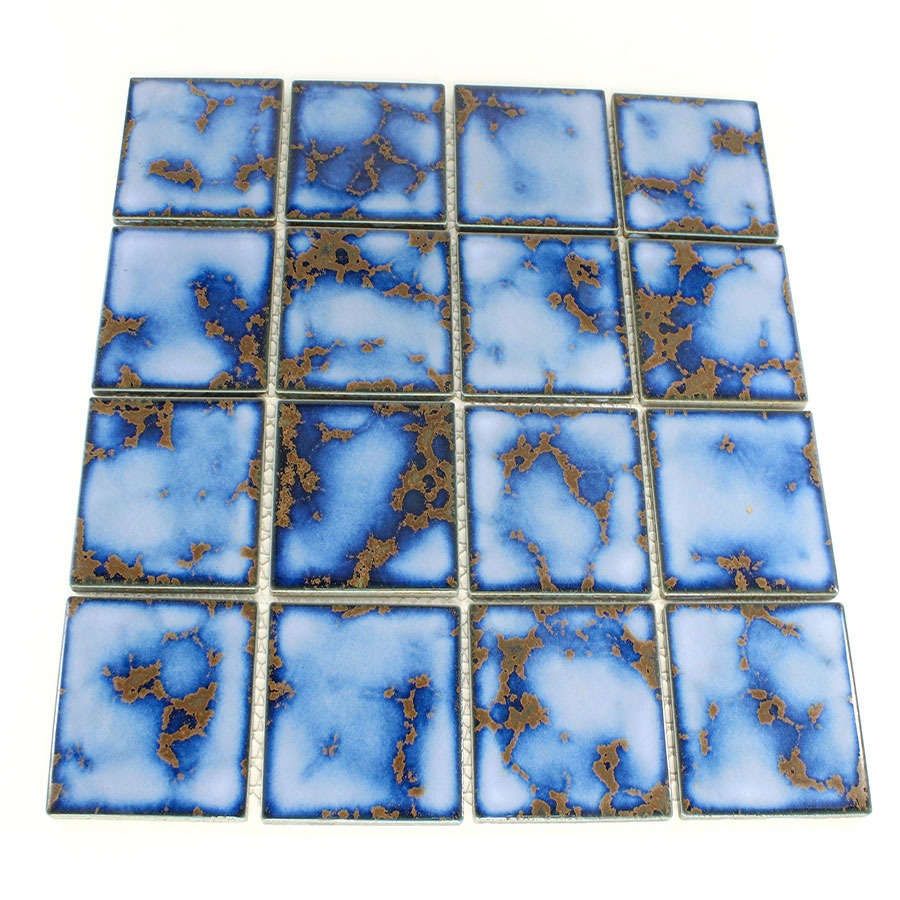3x3 Rusty Cobalt Blue Pool Mosaic Tile