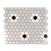 Metro Hex Matte Grey with Black Flower Porcelain Mosaic Tile