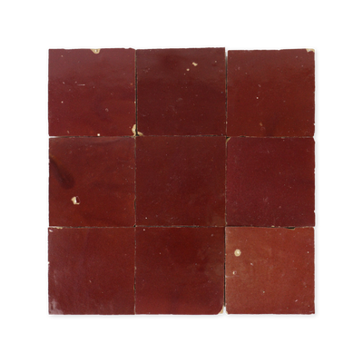 Handmade Moroccan Zellige 4x4 Cabernet Red Terracotta Tile
