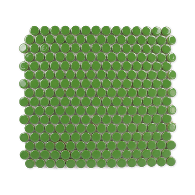 Kermit Green Glossy Penny Round Mosaic