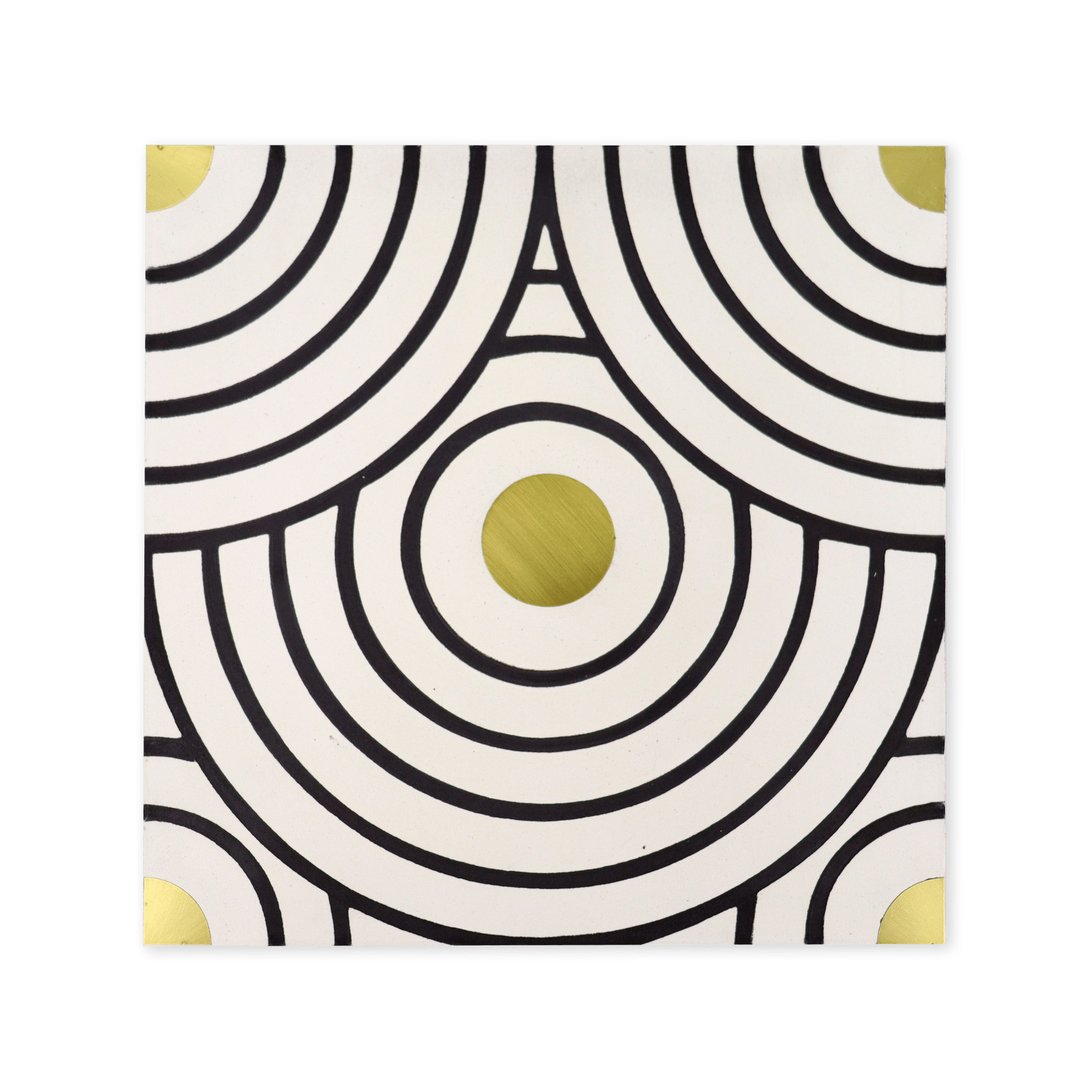 Circles® Black and White Cement Tile with Brass Inlay - Cemento Collection