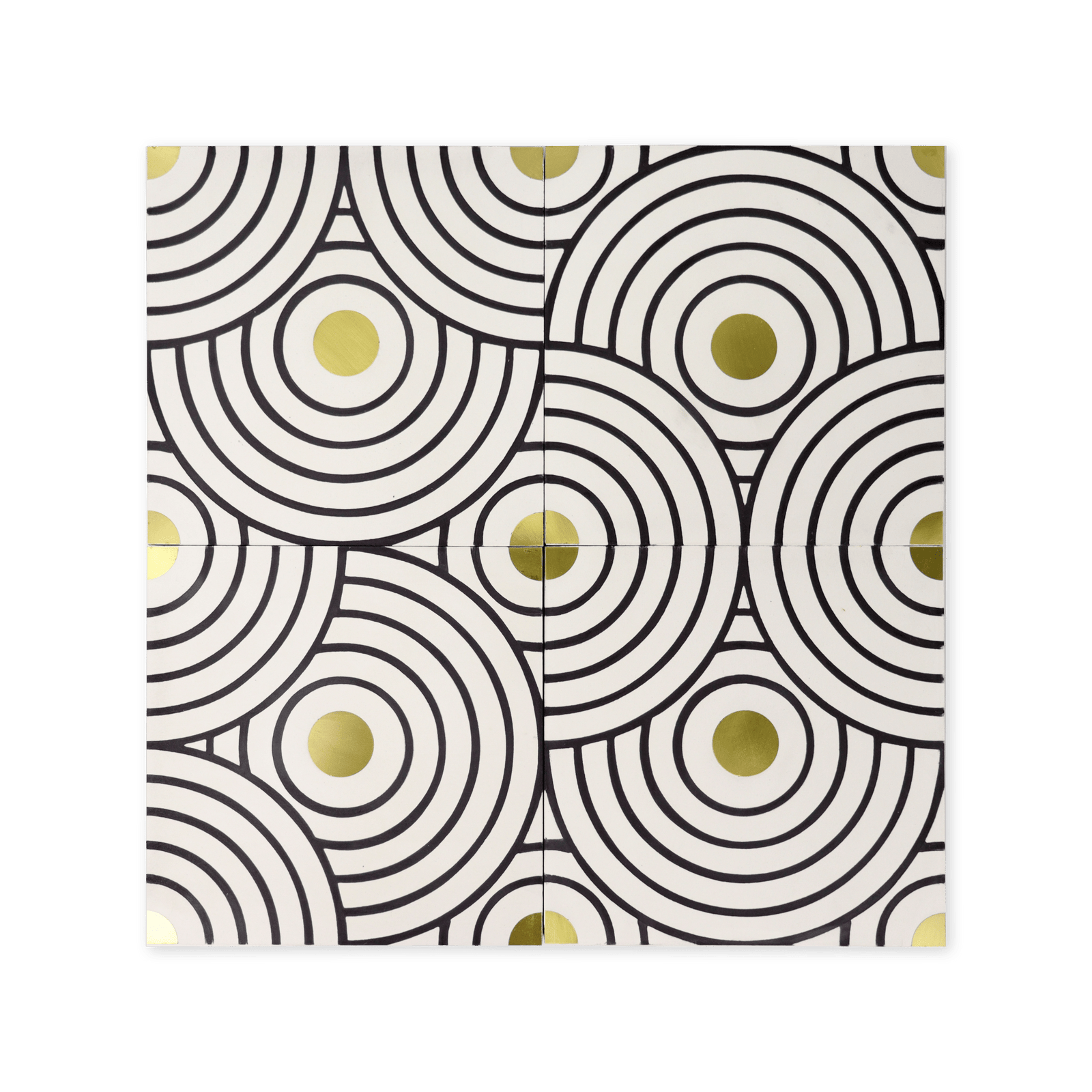 Circles® Black and White Cement Tile with Brass Inlay - Cemento Collection