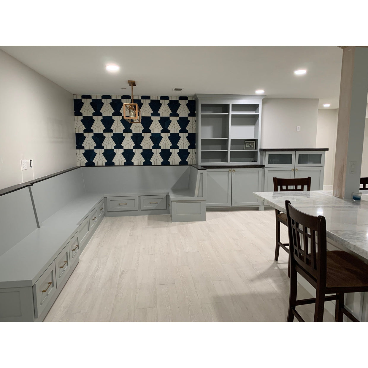 Claw® Navy Blue Hexagon Cement Tile with Brass Inlay | Cemento