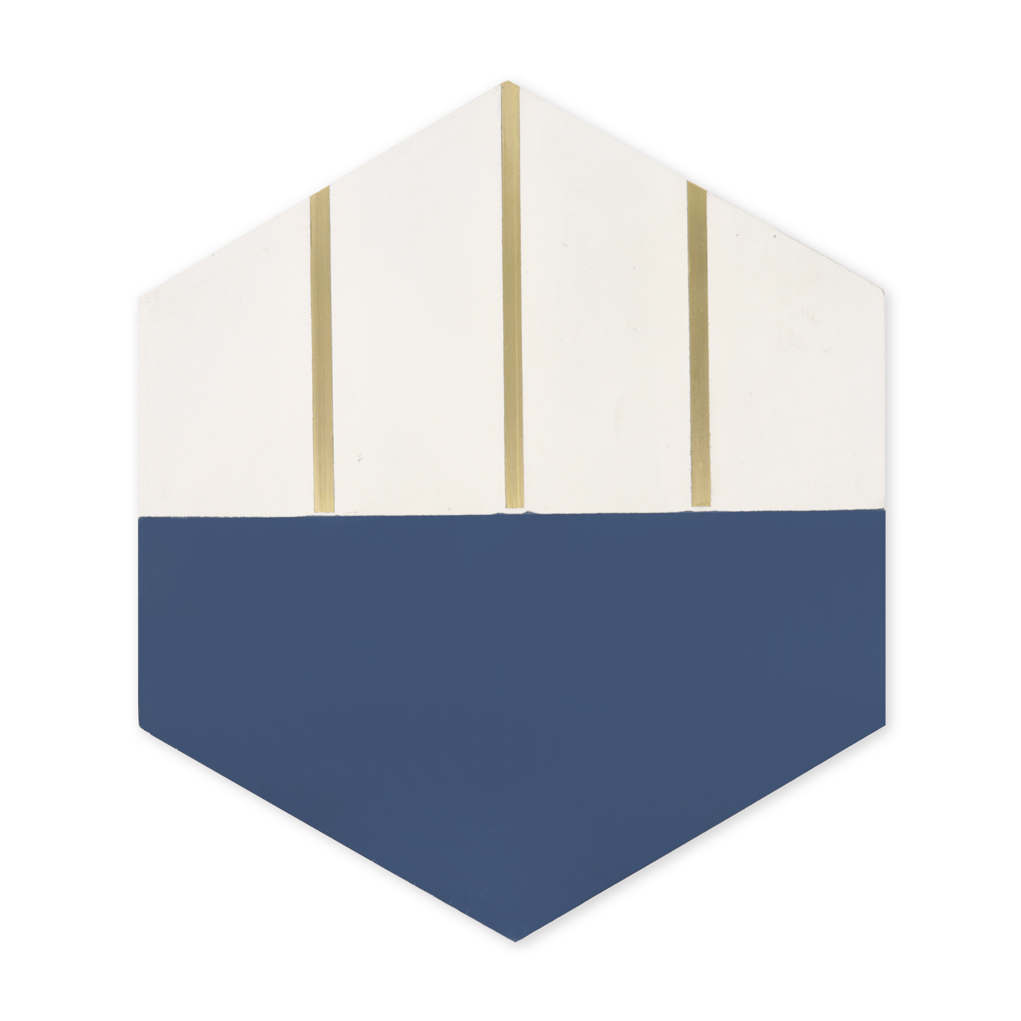 Claw® Navy Blue Hexagon Cement Tile with Brass Inlay | Cemento