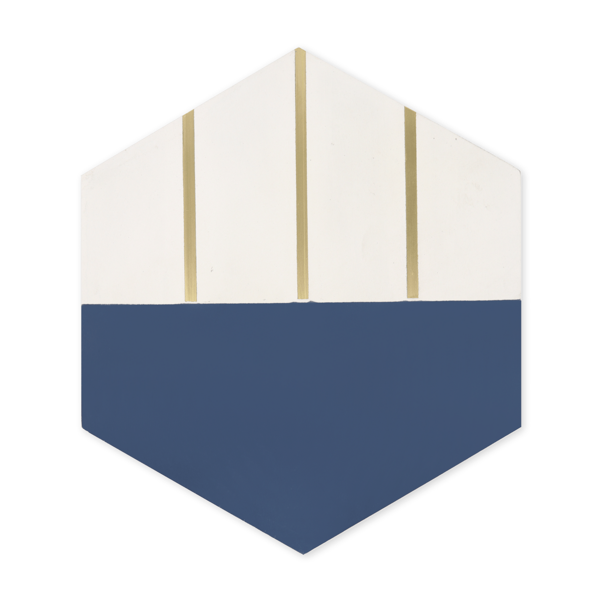 Claw® Navy Blue Hexagon Cement Tile with Brass Inlay - Cemento Collection
