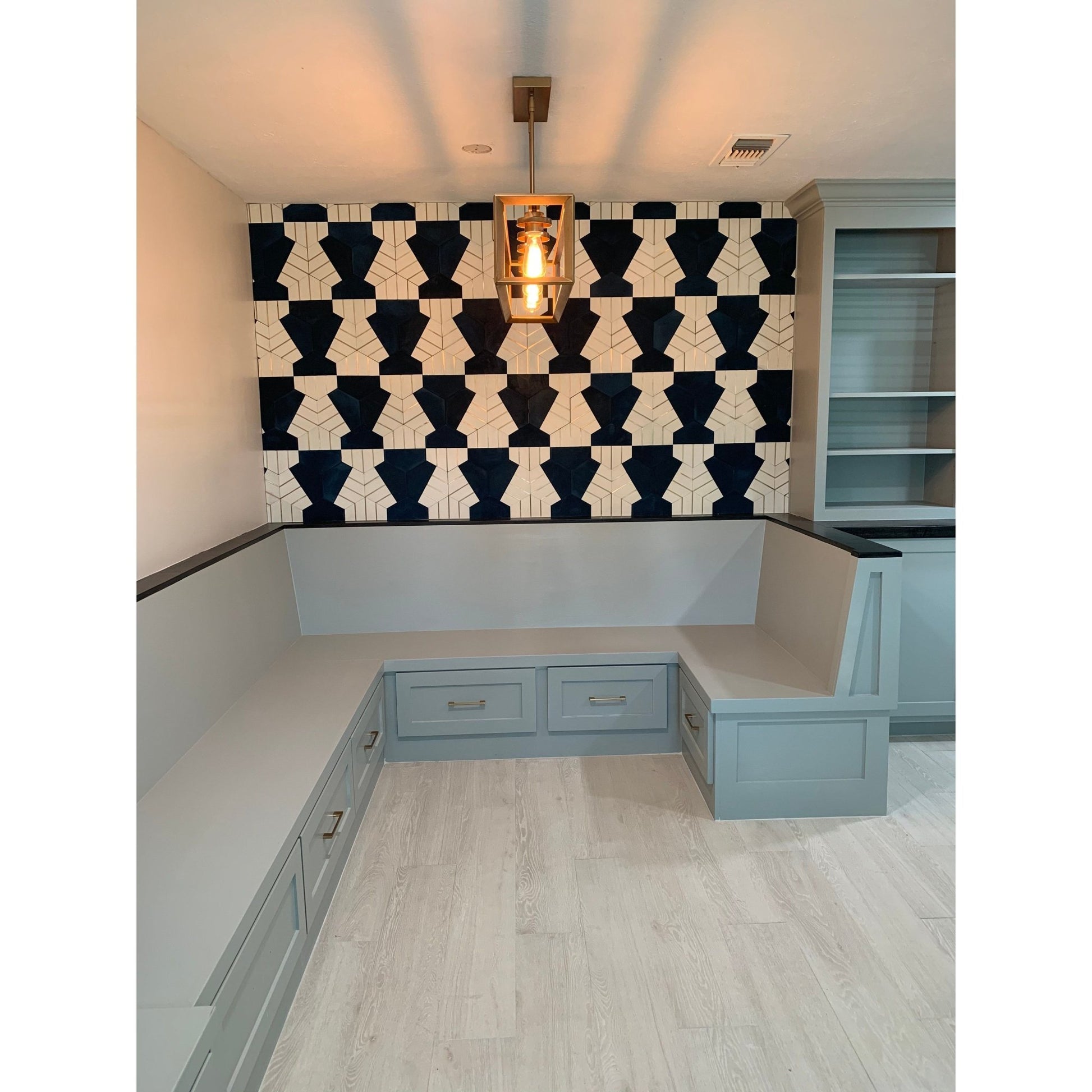Claw® Navy Blue Hexagon Cement Tile with Brass Inlay - Cemento Collection