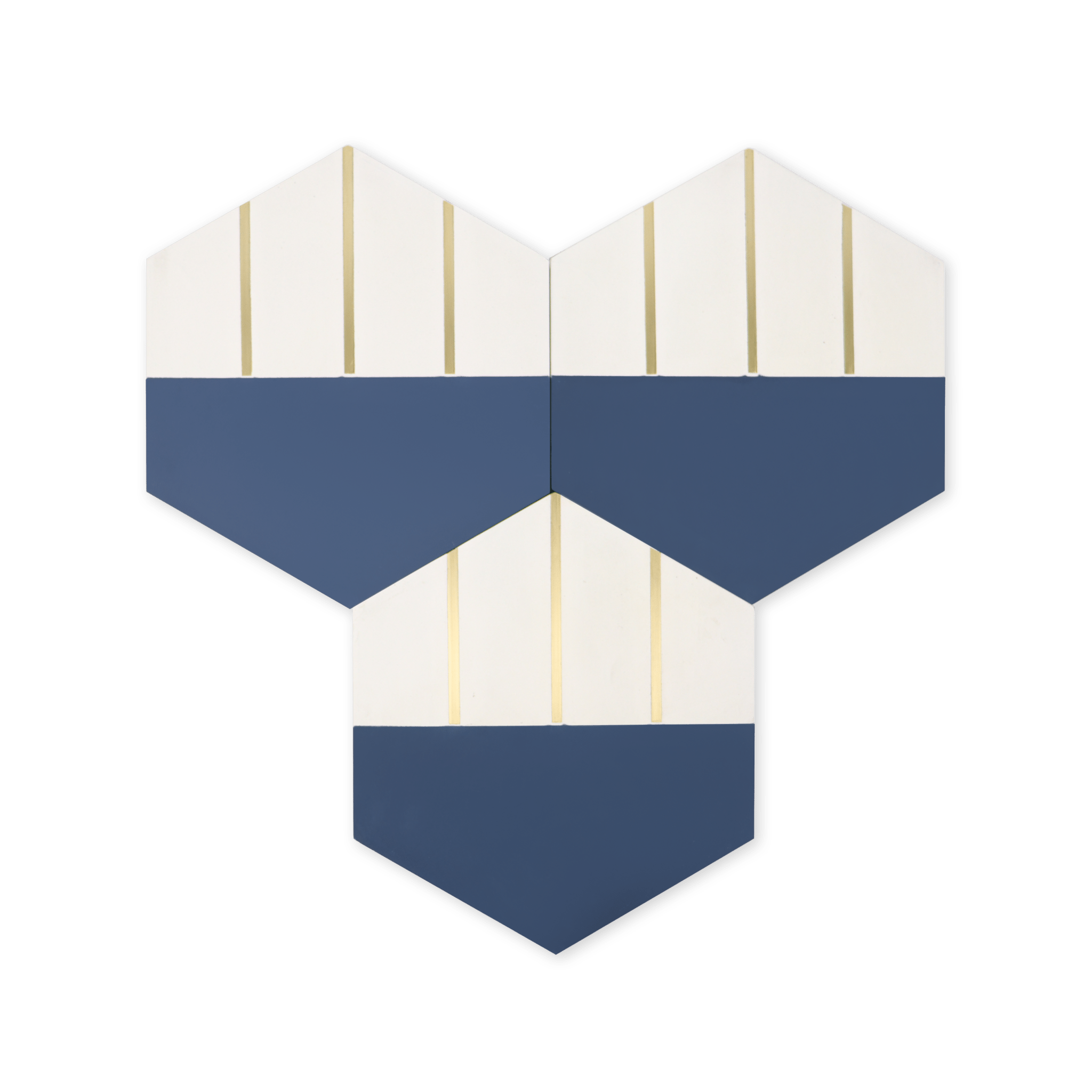 Claw® Navy Blue Hexagon Cement Tile with Brass Inlay - Cemento Collection