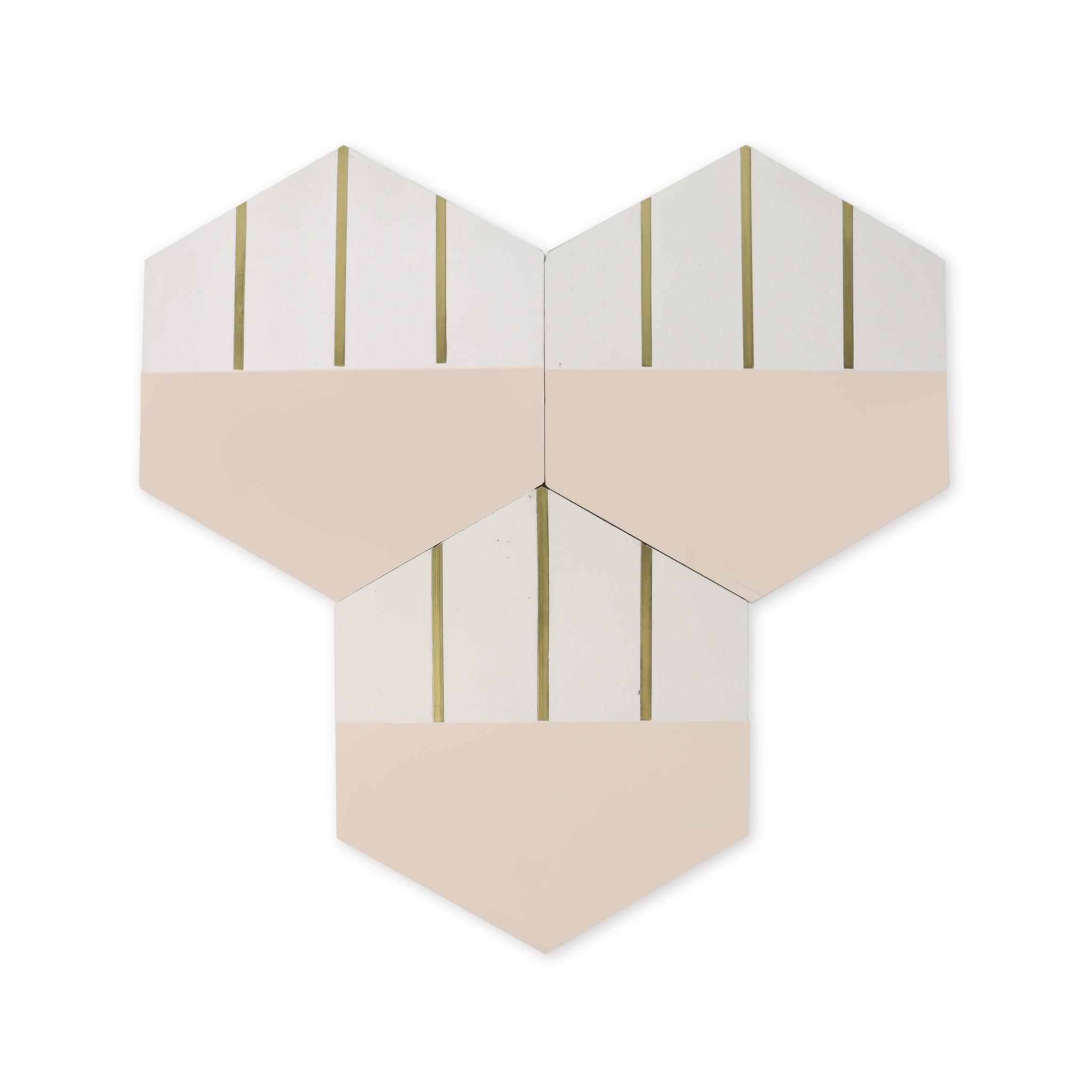 Claw® Pink Hexagon Cement Tile with Brass Inlay - Cemento Collection