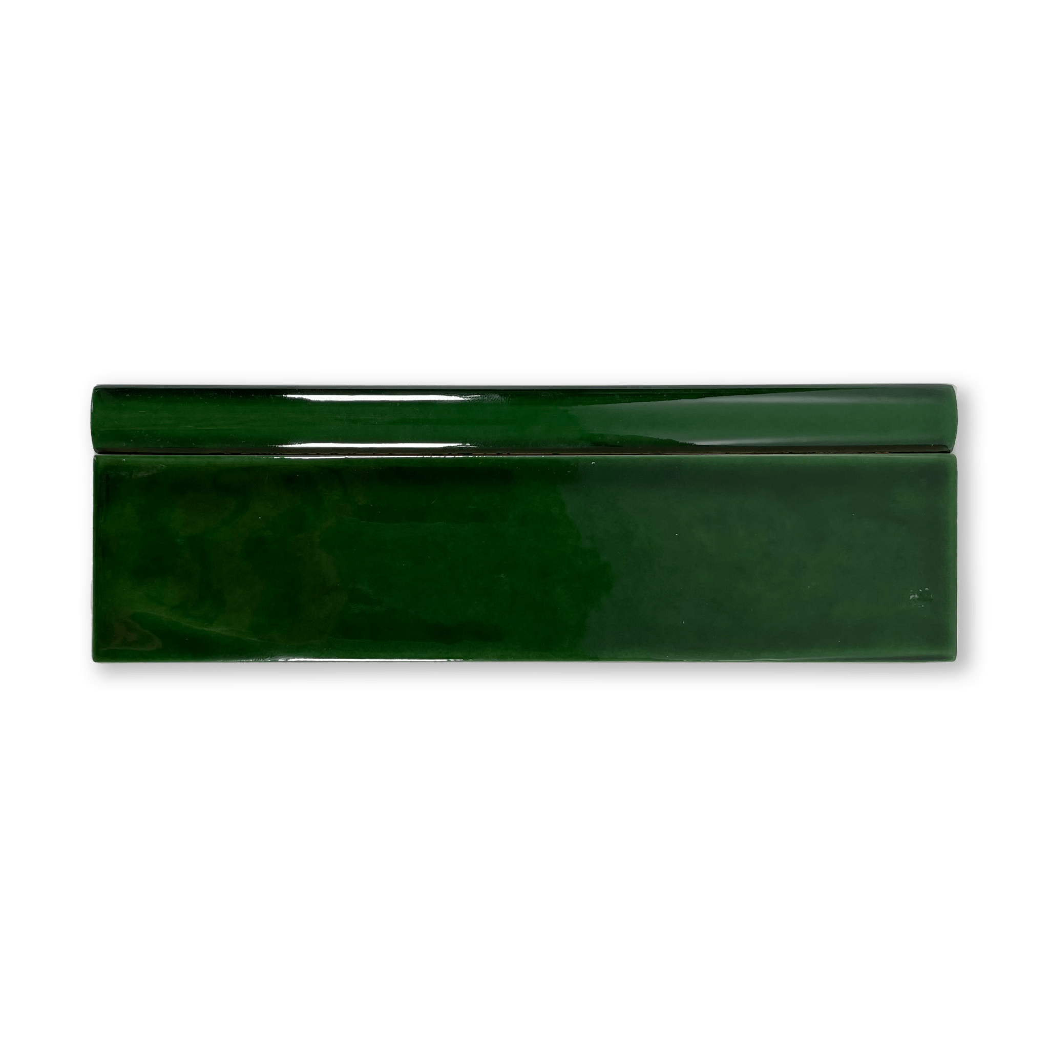 Handmade 1/2x8 Emerald Green Glossy Pencil Trim - Cemento Collection