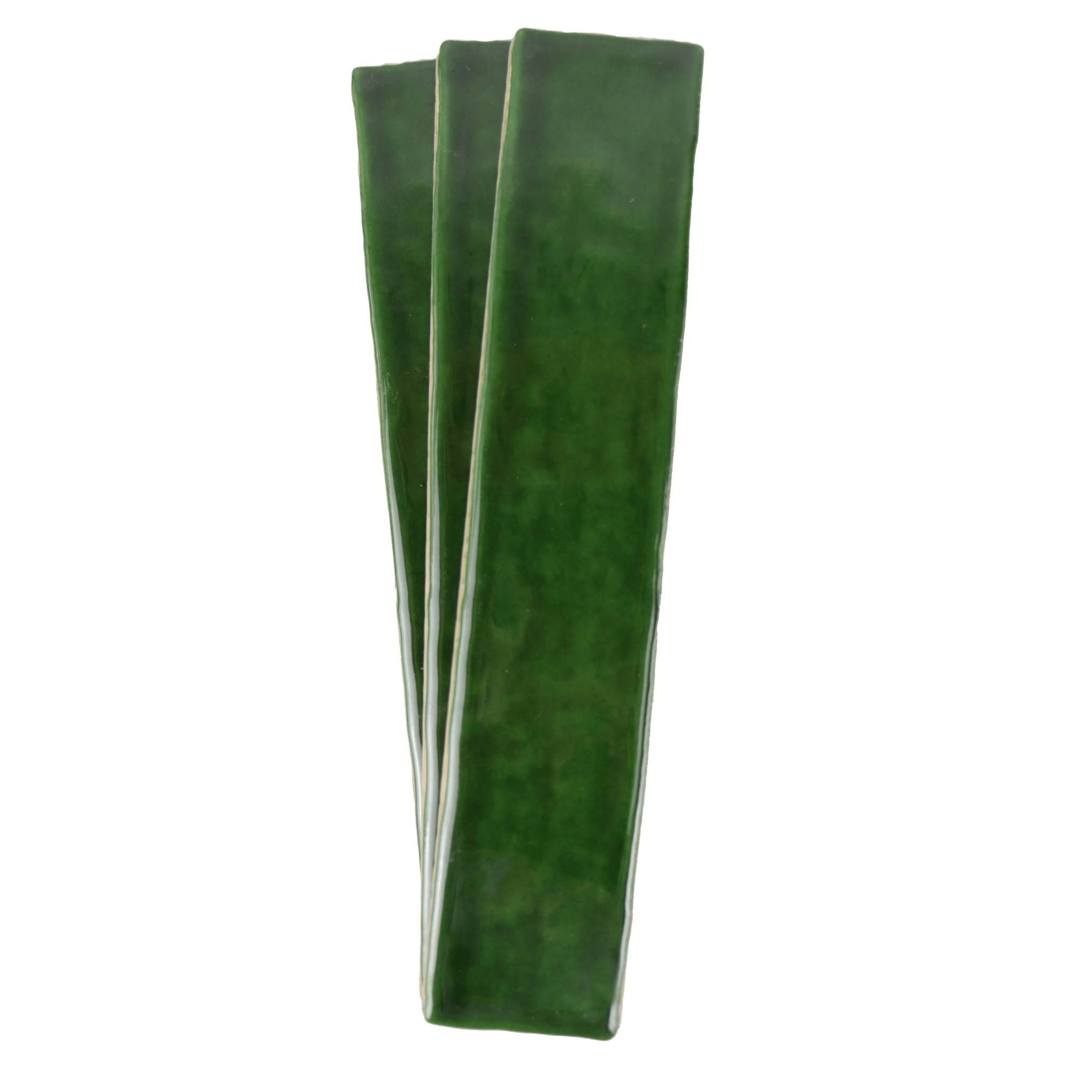 Handmade 2x10 Emerald Green Glossy Undulated Subway Tile - Cemento Collection
