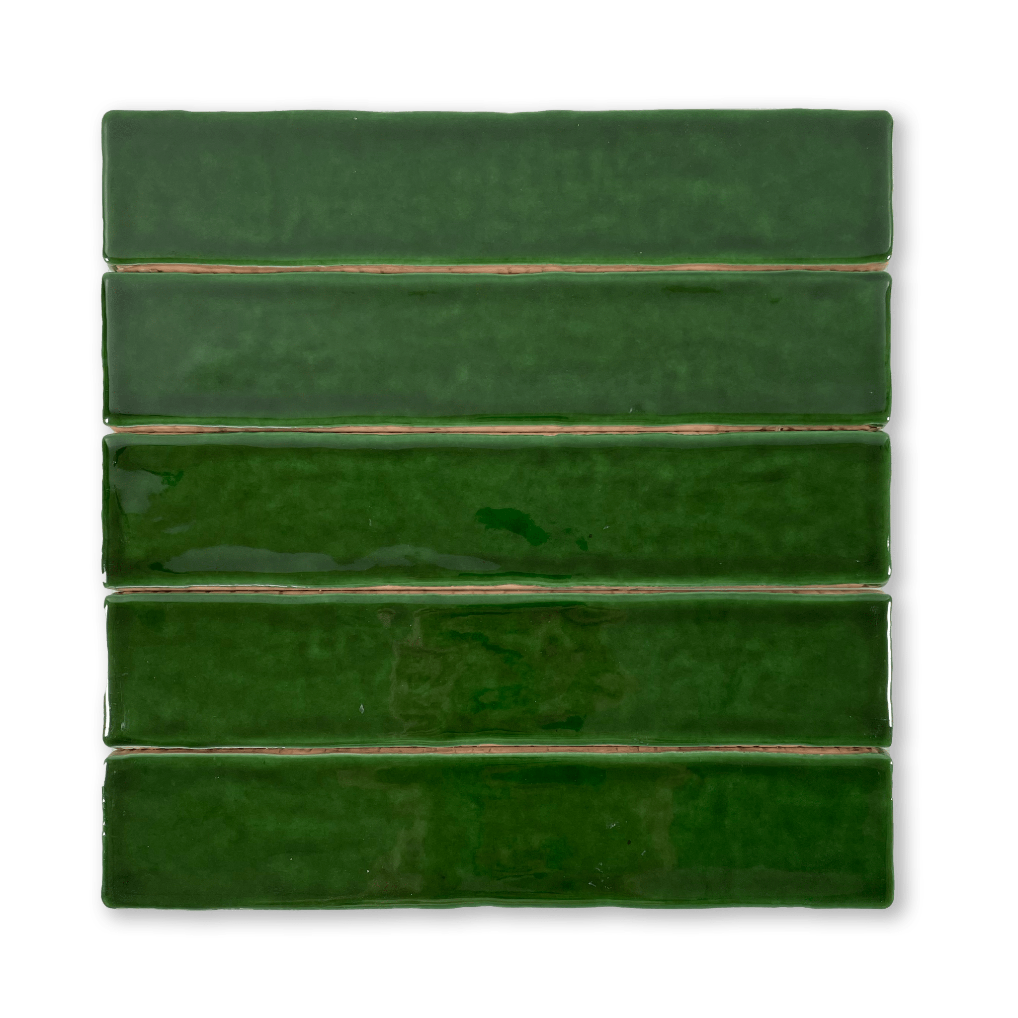 Handmade 2x10 Emerald Green Glossy Undulated Subway Tile - Cemento Collection