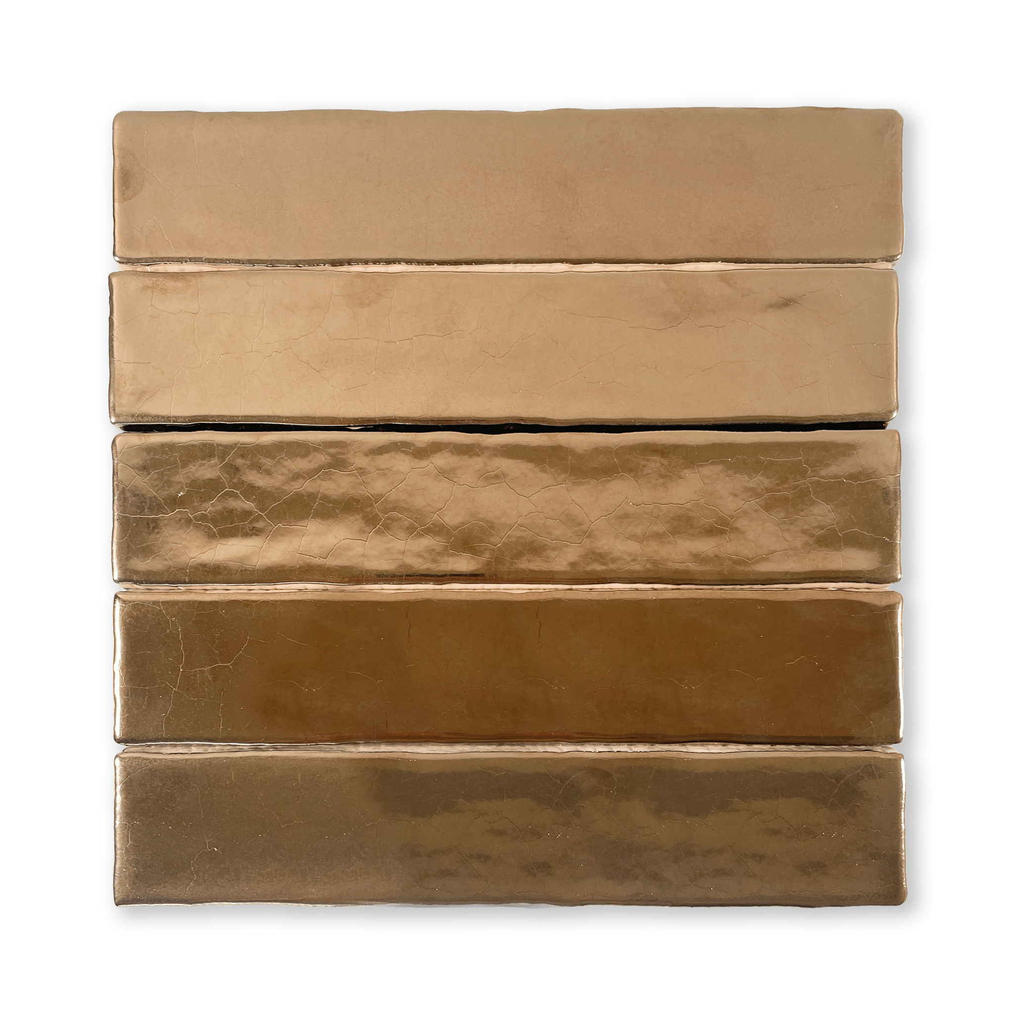 Handmade 2x10 Gold Glossy Undulated Subway Tile - Cemento Collection