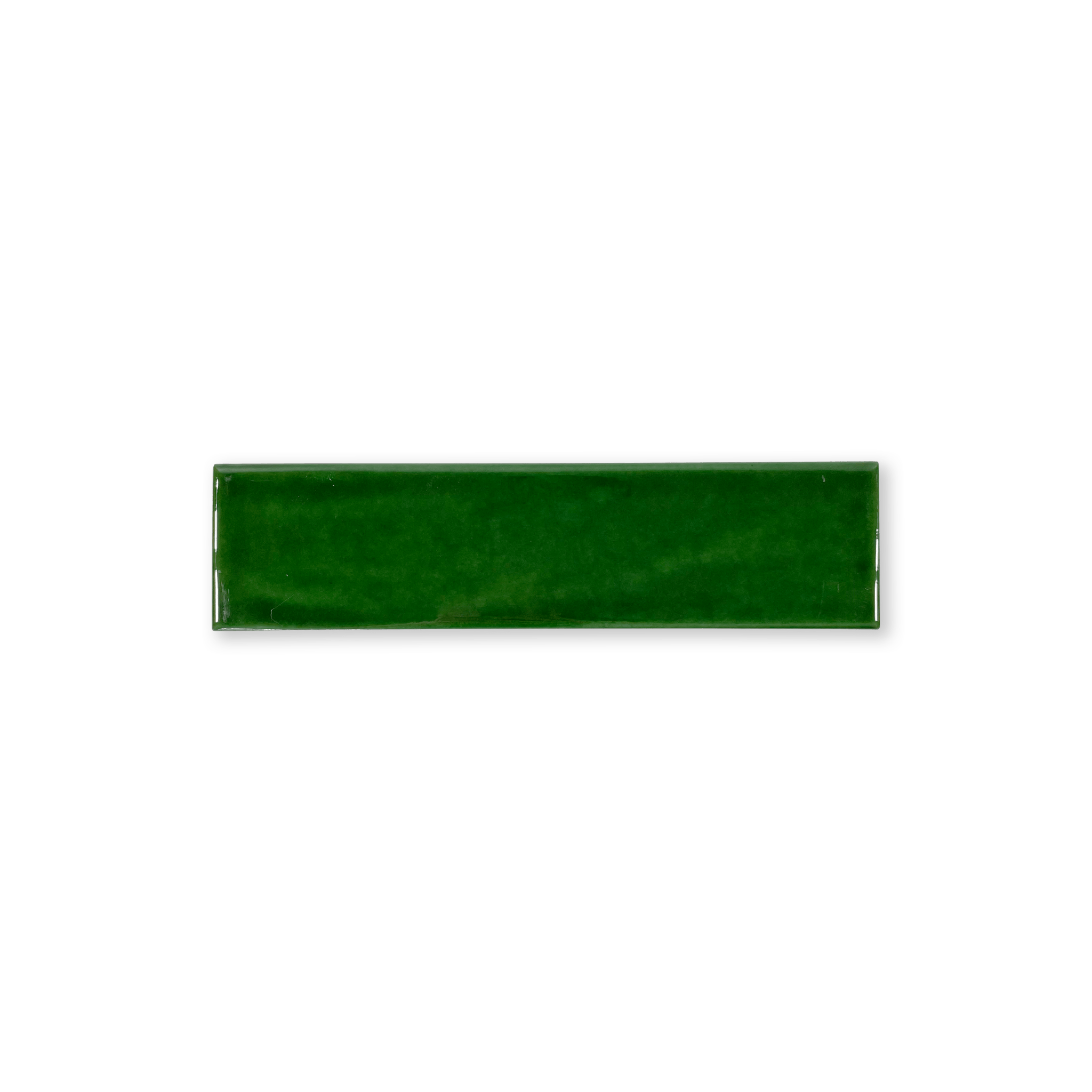 Handmade 2x8 Emerald Green Glossy Undulated Subway Tile - Cemento Collection