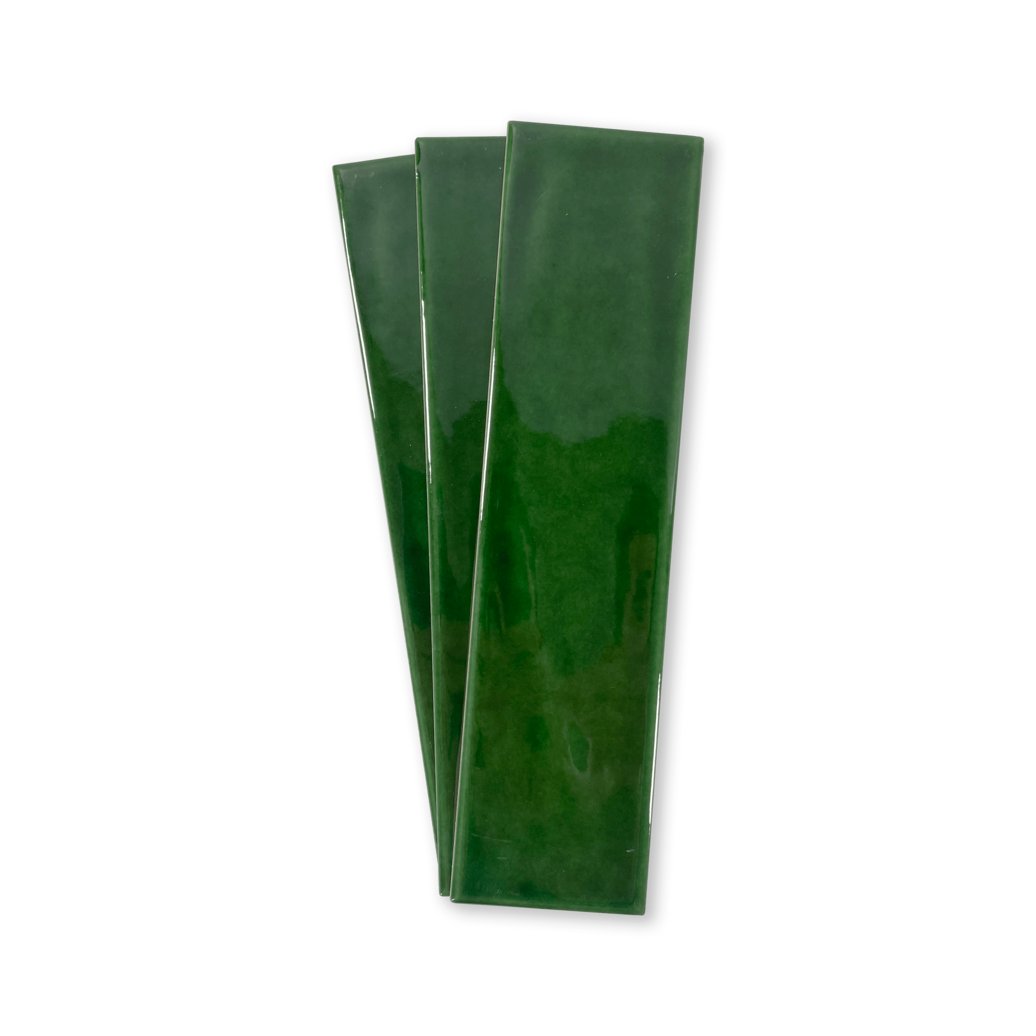 Handmade 2x8 Emerald Green Glossy Undulated Subway Tile - Cemento Collection