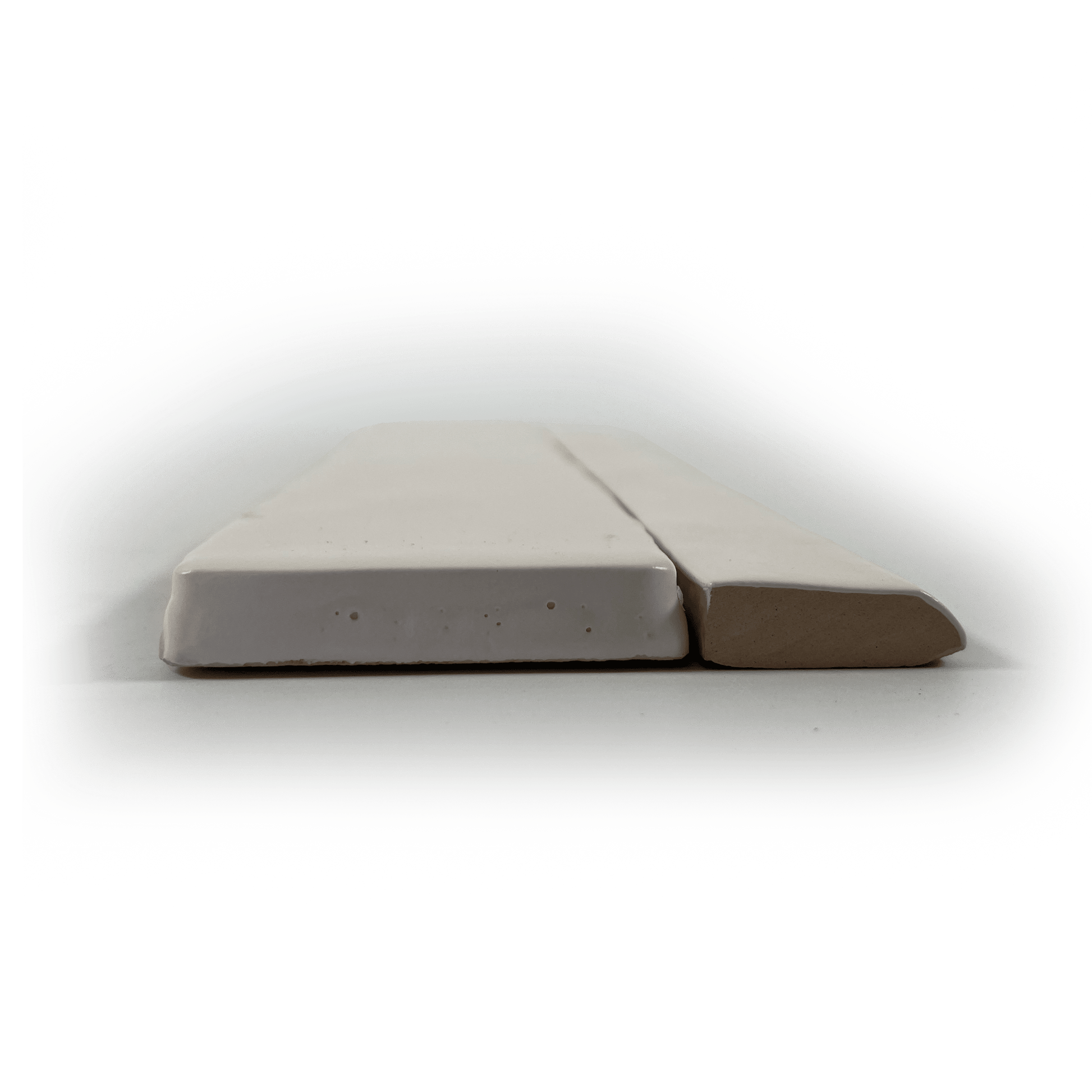 Handmade 3/4x10 Snow White Matte Bullnose Pencil Trim - Cemento Collection