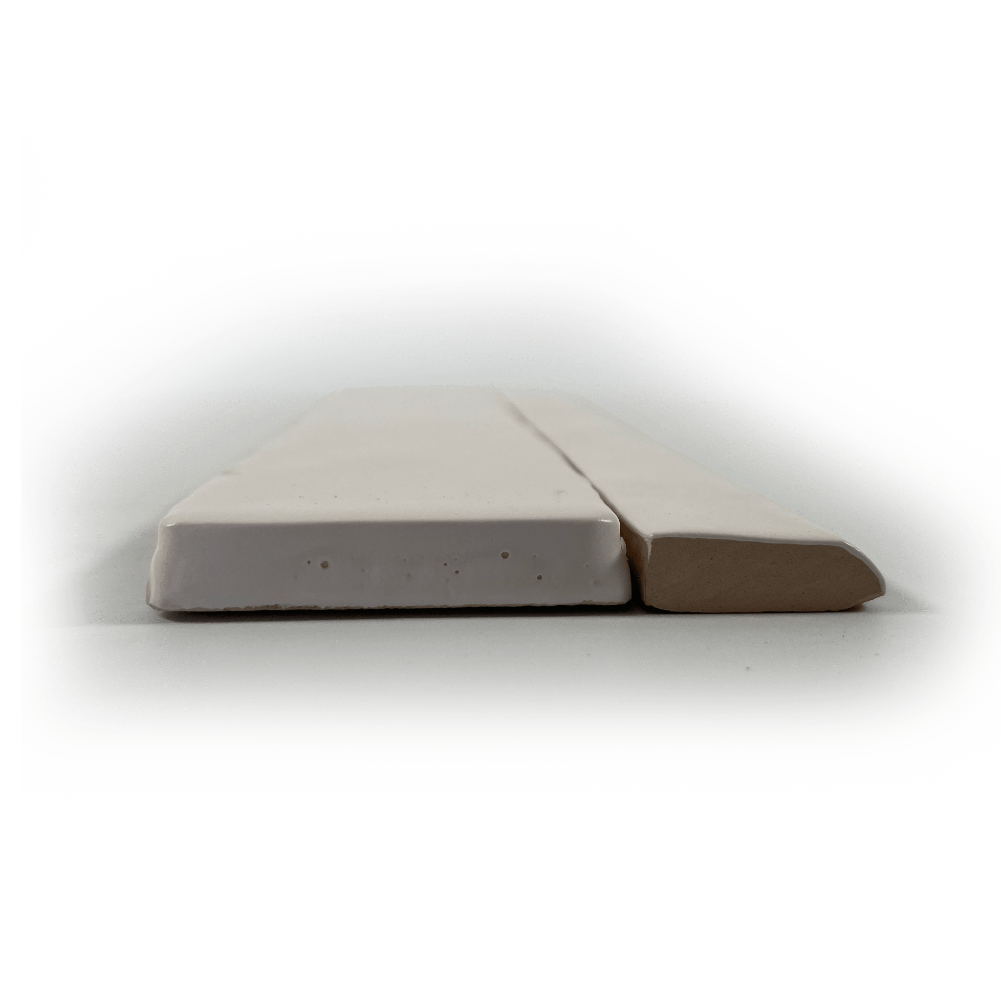 Handmade 3/4x10 Snow White Matte Bullnose Pencil Trim - Cemento Collection